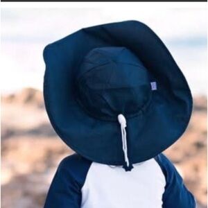 Ruffle Butts Ruggedbutts UPF 50+ Blue Wide Brim Sun Hat 2T-4T.